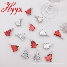 HYYX brindes promocionais muitos estilo de forma de árvore de natal clipes de madeira clips de fotos